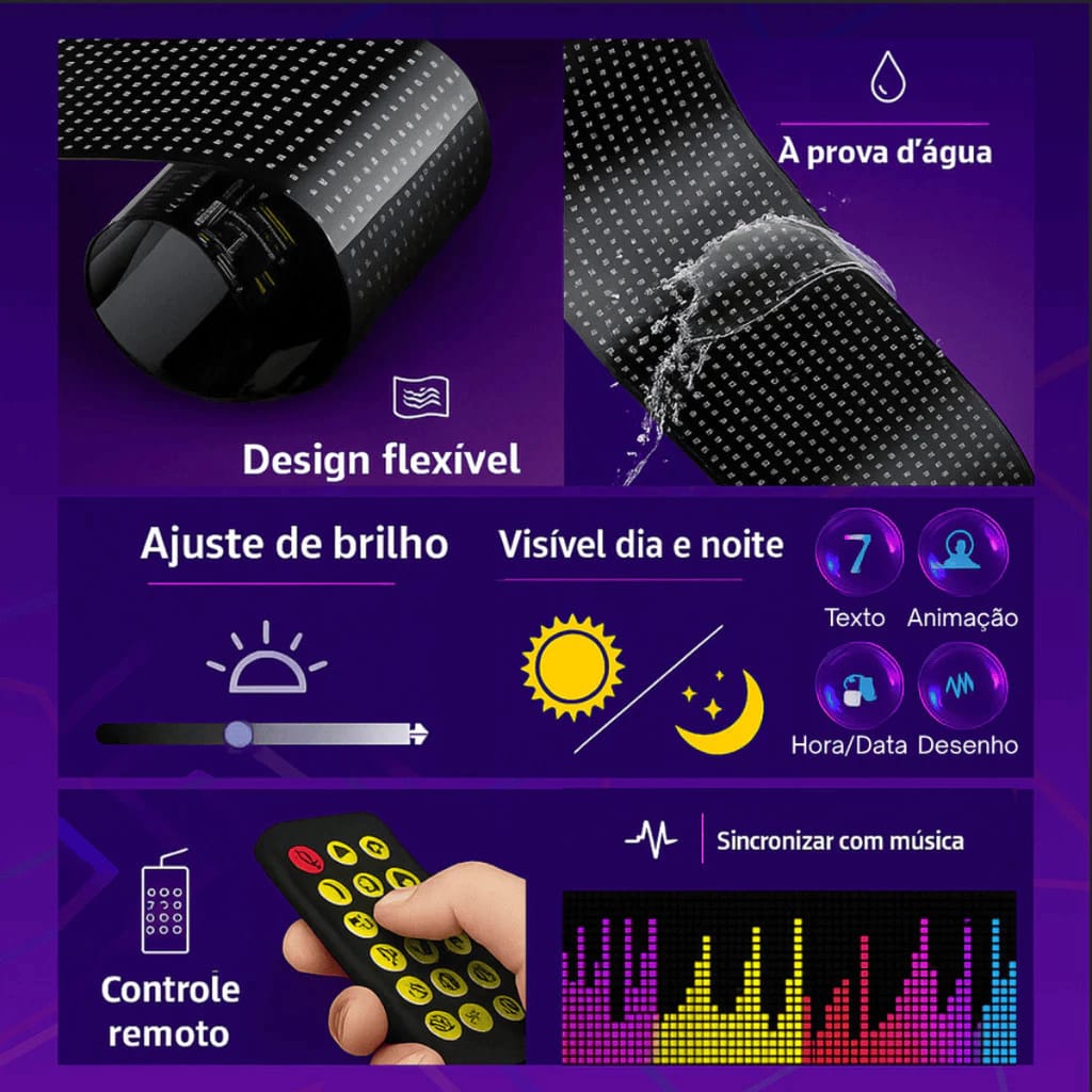 Devil Eyes Light - Painel LED Animado para Carro | Controle por App